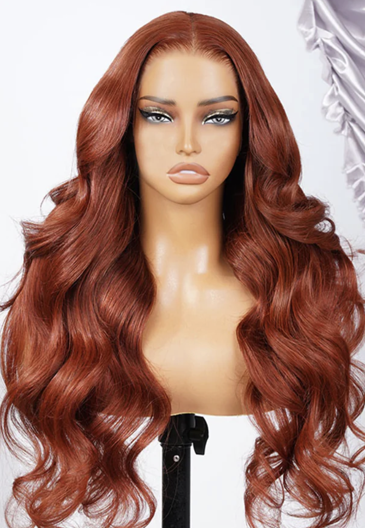 13x6 Reddish Brown 360 Full Lace Glueless Wigs Straight
