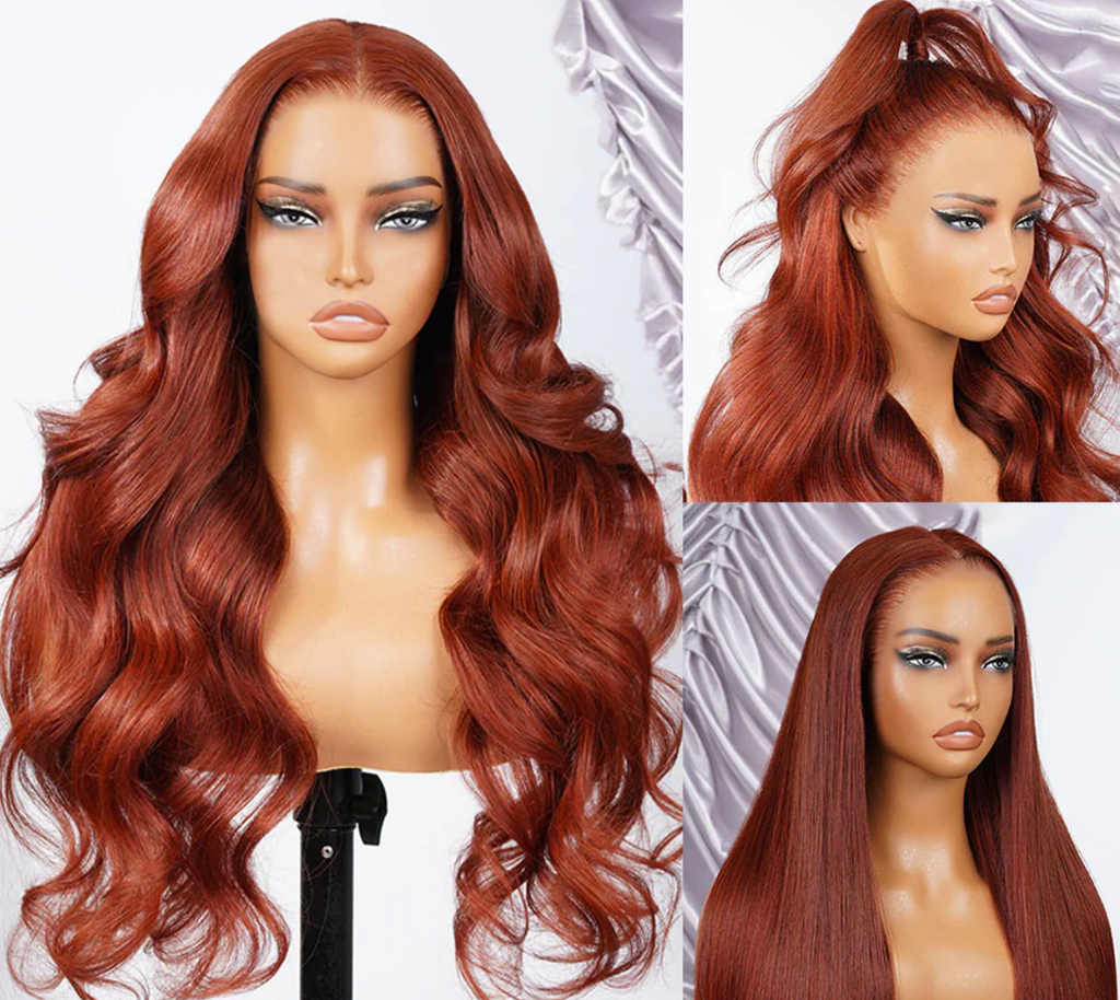 13x6 Reddish Brown 360 Full Lace Glueless Wigs Straight