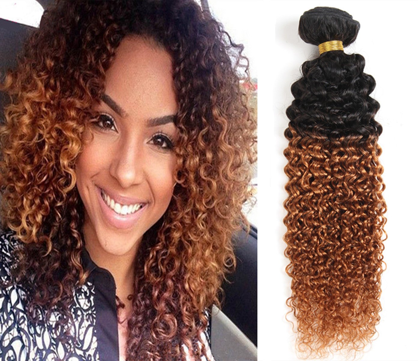 Set of 3 Jerry Curls Bundle Two tone Ombre T1B30i