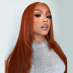 6x5 Glueless Ginger Brown Silky Straight Wigs - Pre-cut Lace