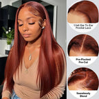 13x6 Reddish Brown 360 Full Lace Glueless Wigs Straight